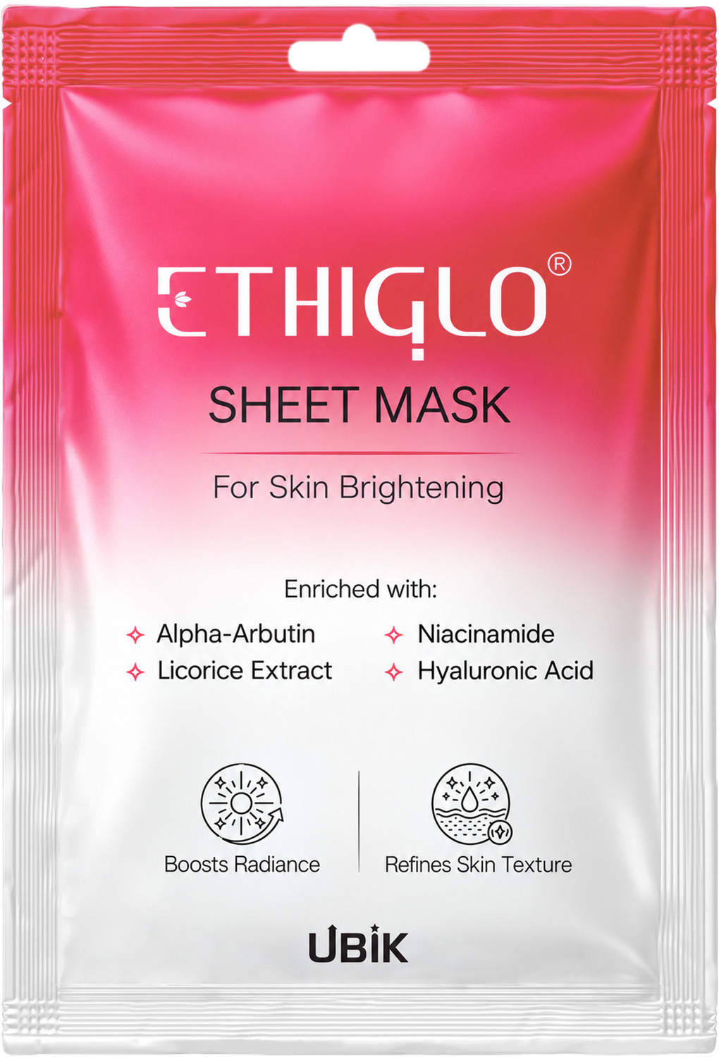Ethiglo Brightening Sheet Mask with Niacinamide & Hyaluronic Acid, 25g - Image 1