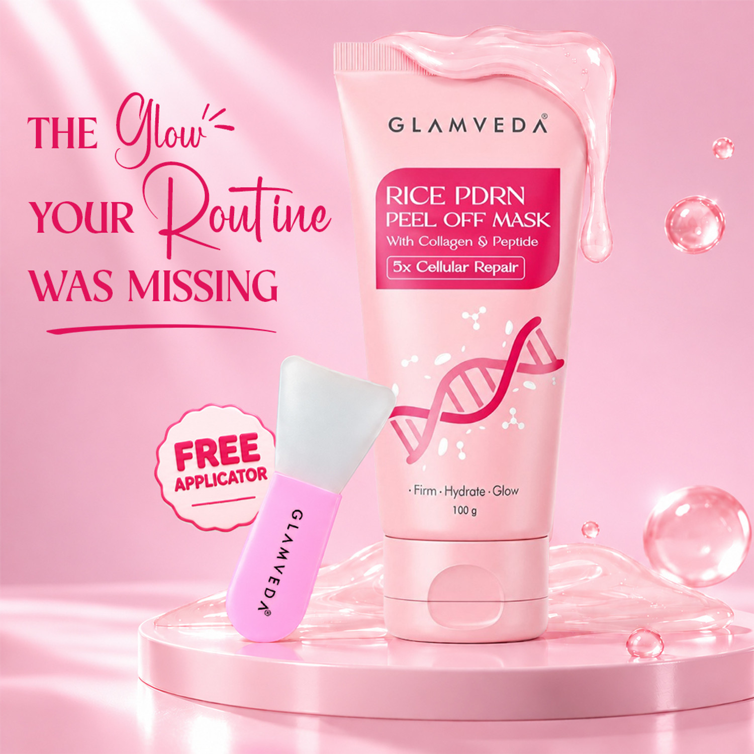 GLAMVEDA Rice PDRN & Collagen Peel Off Mask| Night Wrapping Face Mask (100 ml) - Image 1