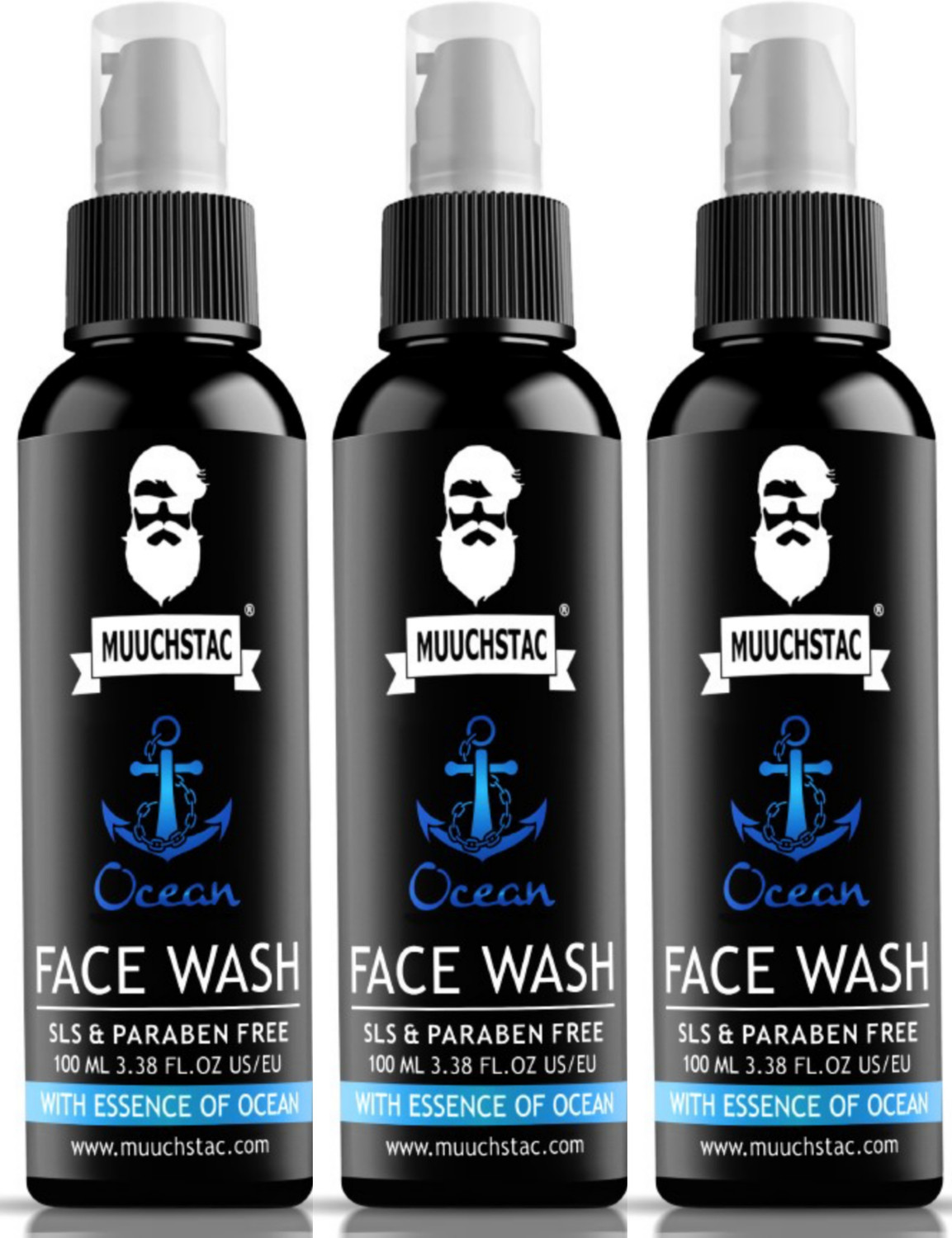 MUUCHSTAC Ocean for Men, Anti Acne & Pimple, Skin Brightening, All Skin Types Face Wash (300 ml) - Image 1
