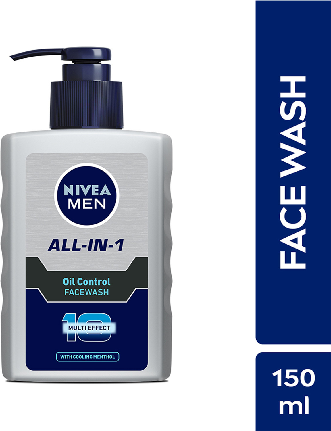 Nivea Men All-In-1 Oil Control Menthol Pump for Excess Oil & Dirt Removal Face Wash (150 ml) - Image 1