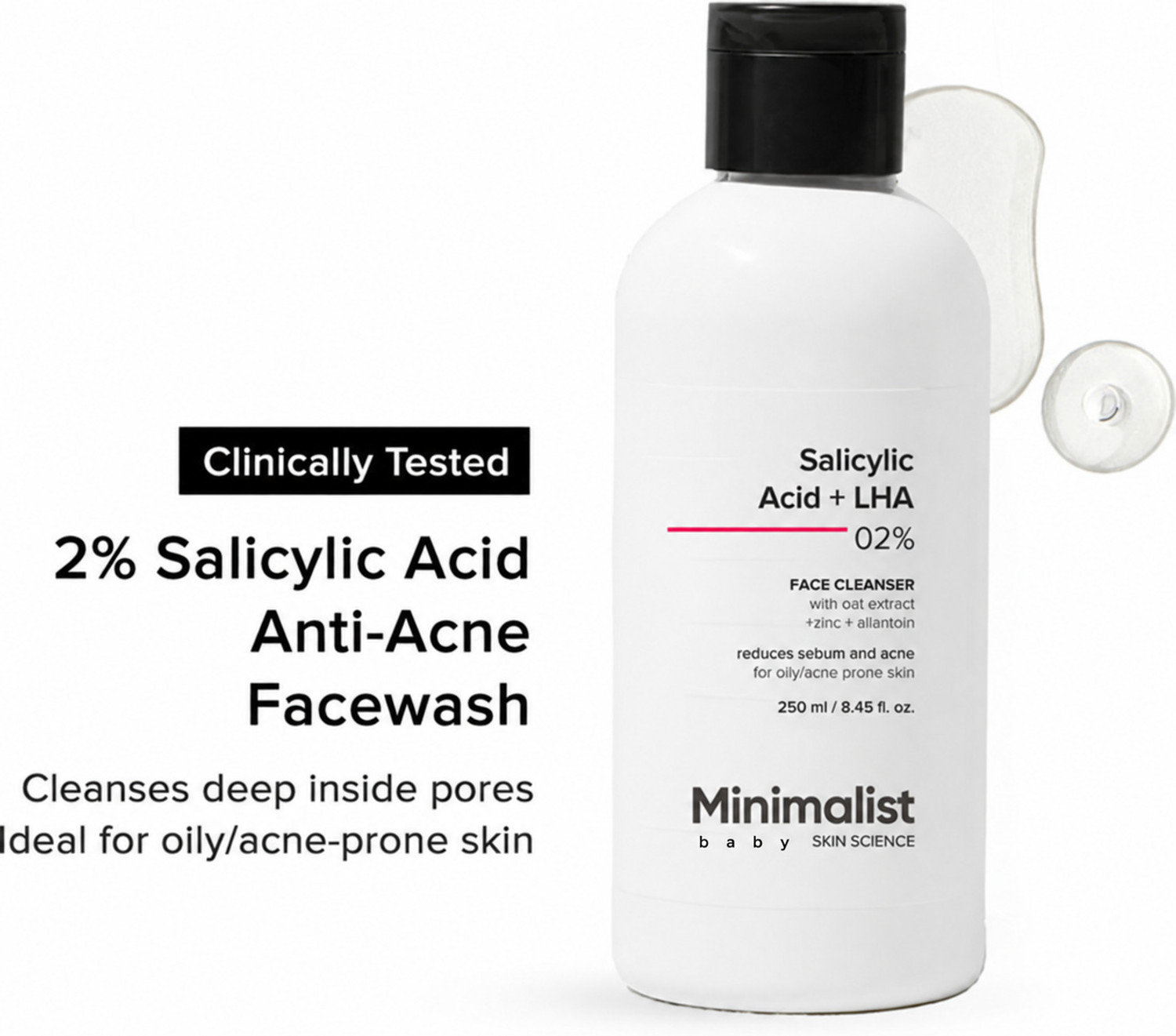 MINIMALIST baby Minimalist 2% Salicylic Acid Face Wash for Oily Skin, - Image 1