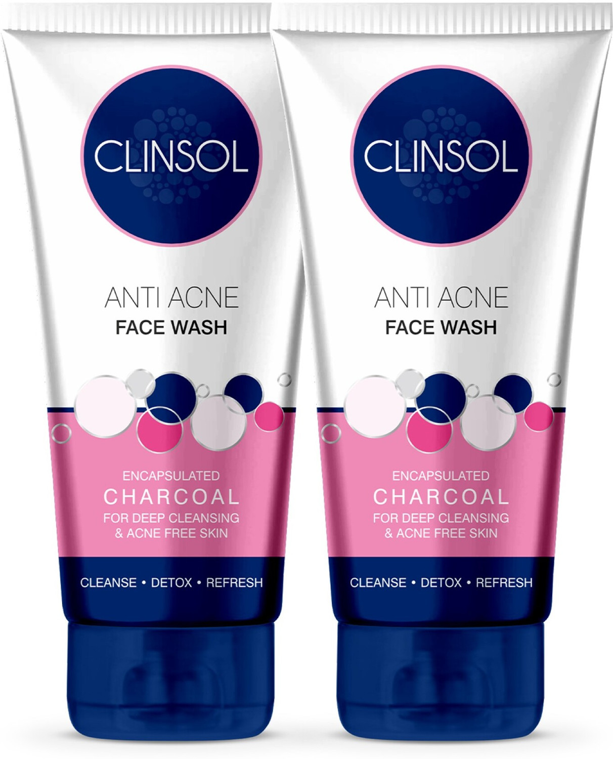 Clinsol Anti-Acne Charcoal Face Wash with Aloe Vera & Meadowsweet, - Image 1