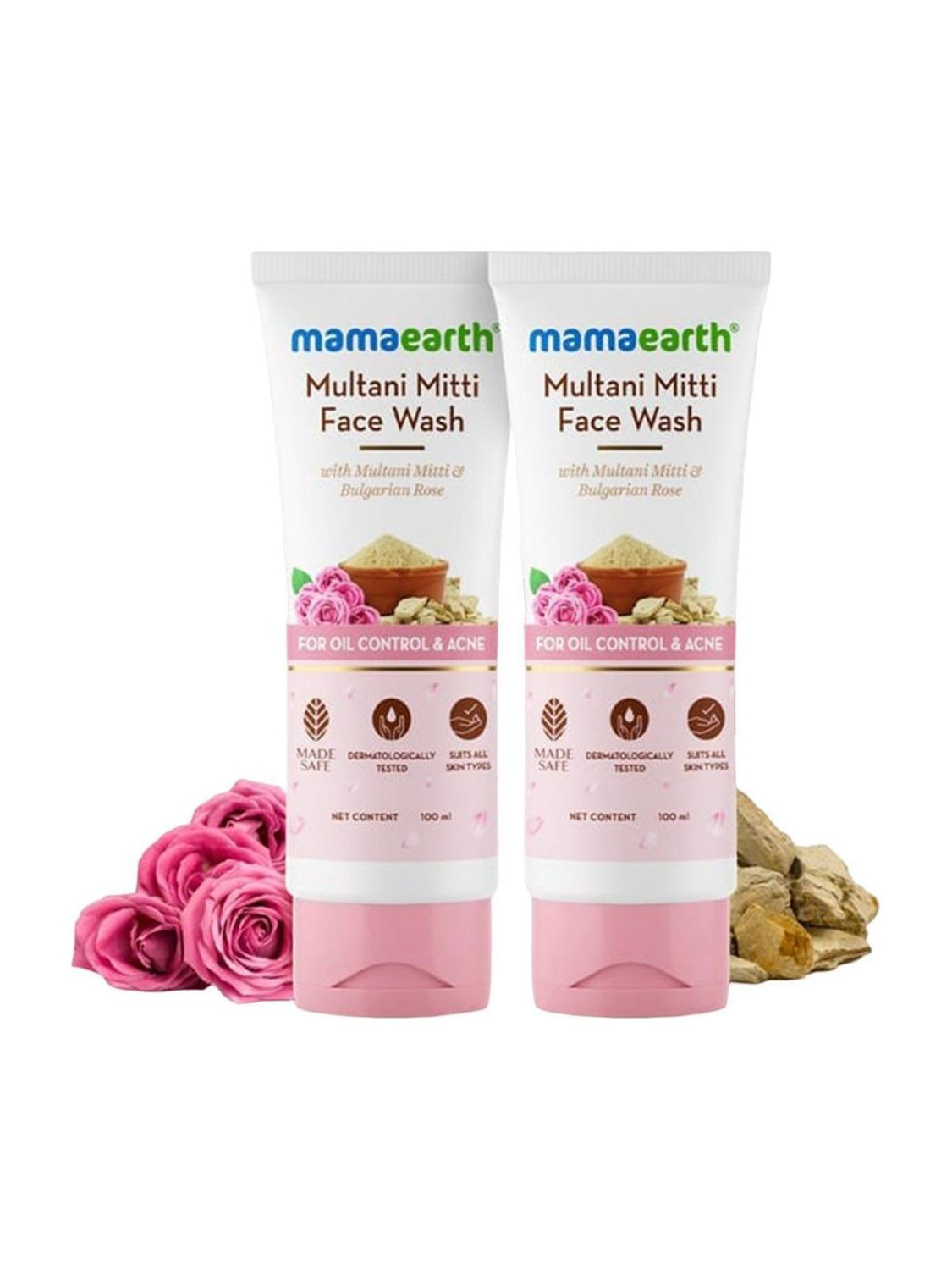 Mamaearth Multani Mitti & Bulgarian Rose Face Wash, 200ml (Pack of 2) - Image 1