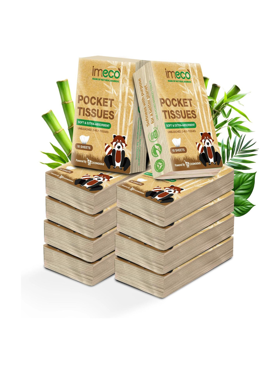 IMECO Facial Pocket Tissue Combo | 10 Pulls Each Pack | Travel-Friendly Hanky Tissue (100 Tissues) - Image 1