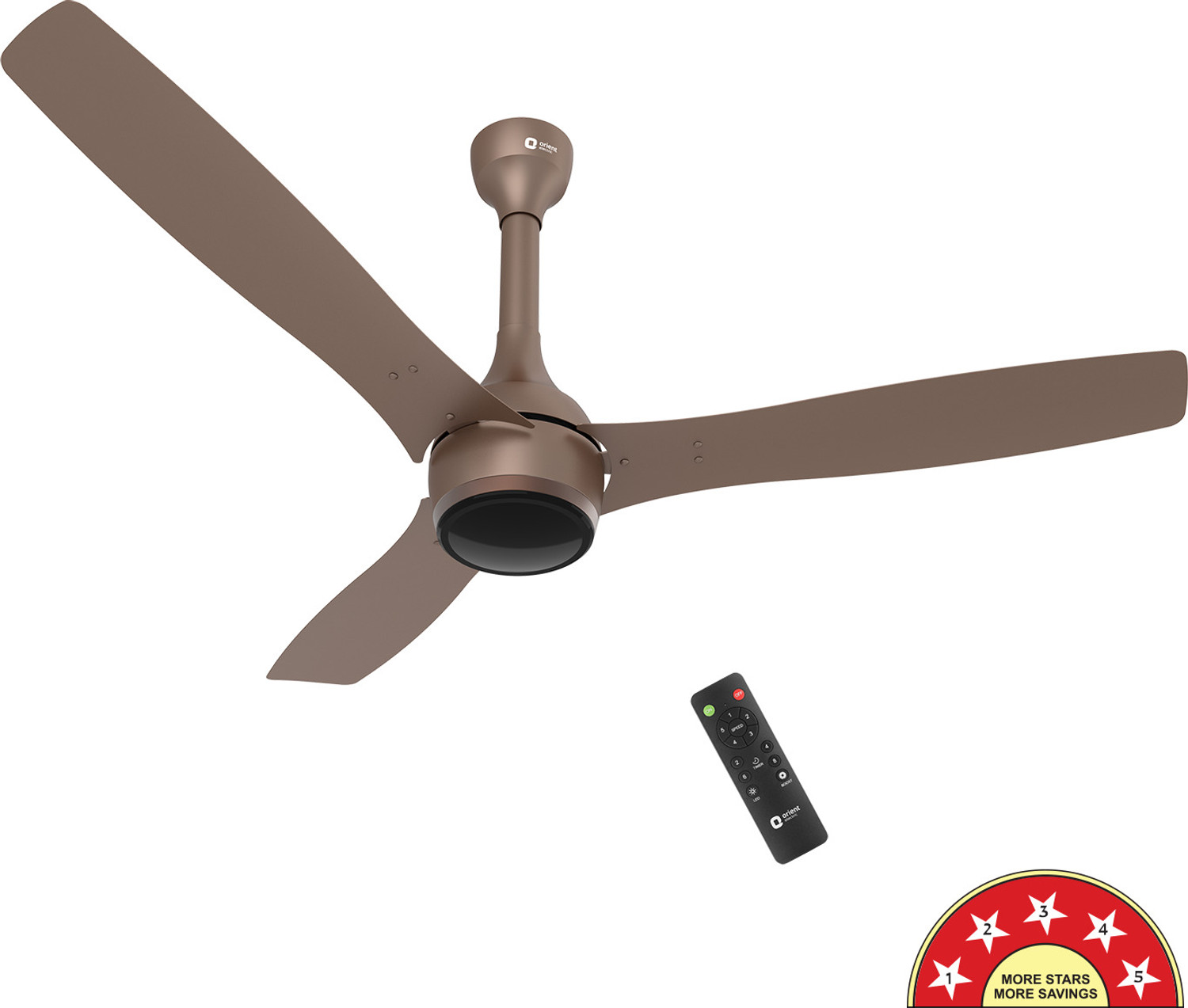 Orient Electric Aeon BLDC Pro with 5 Year Warranty Anti Dust, BLDC Motor with Remote, Energy Saving, High Air Delivery, Silent Operation 1200 mm Ceiling Fan (5 Star | Tangerine Brown | Pack of 1) - Image 1