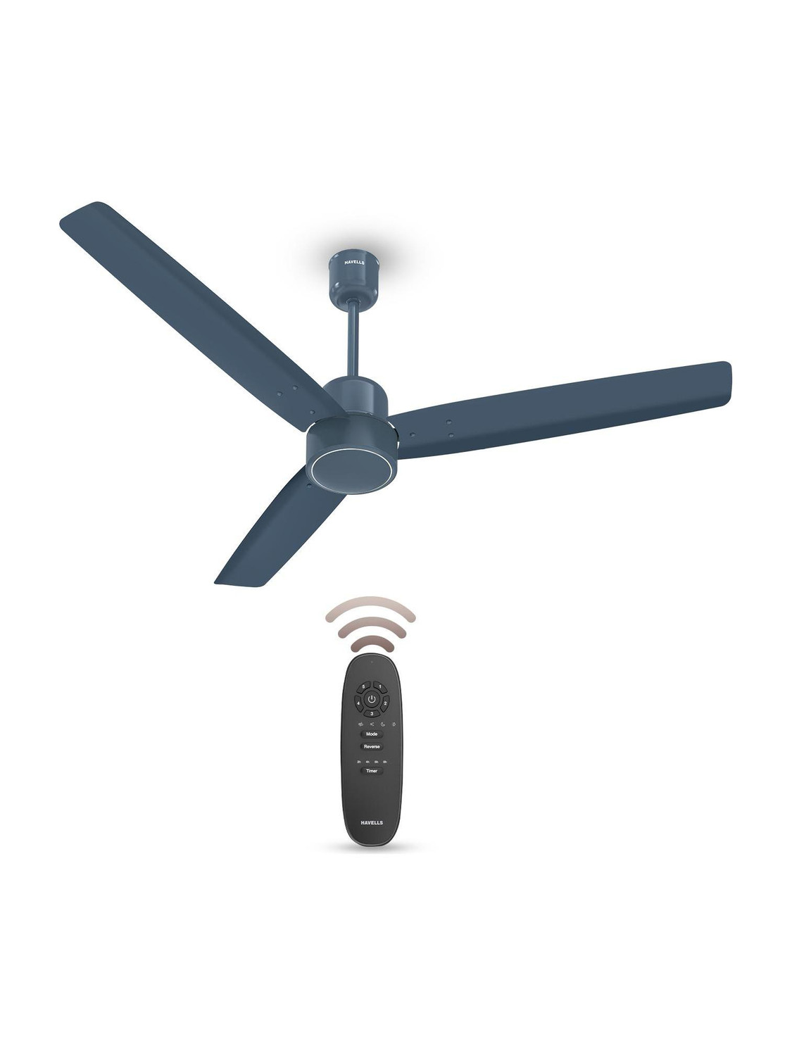 HAVELLS FAB|Remote Controlled|Low Noise|Upto 65% Energy Saving|Reverse Mode|30W with 3 Year Warranty BLDC Motor 1200 mm Ceiling Fan (5 Star | Denim Blue | Pack of 1) - Image 1