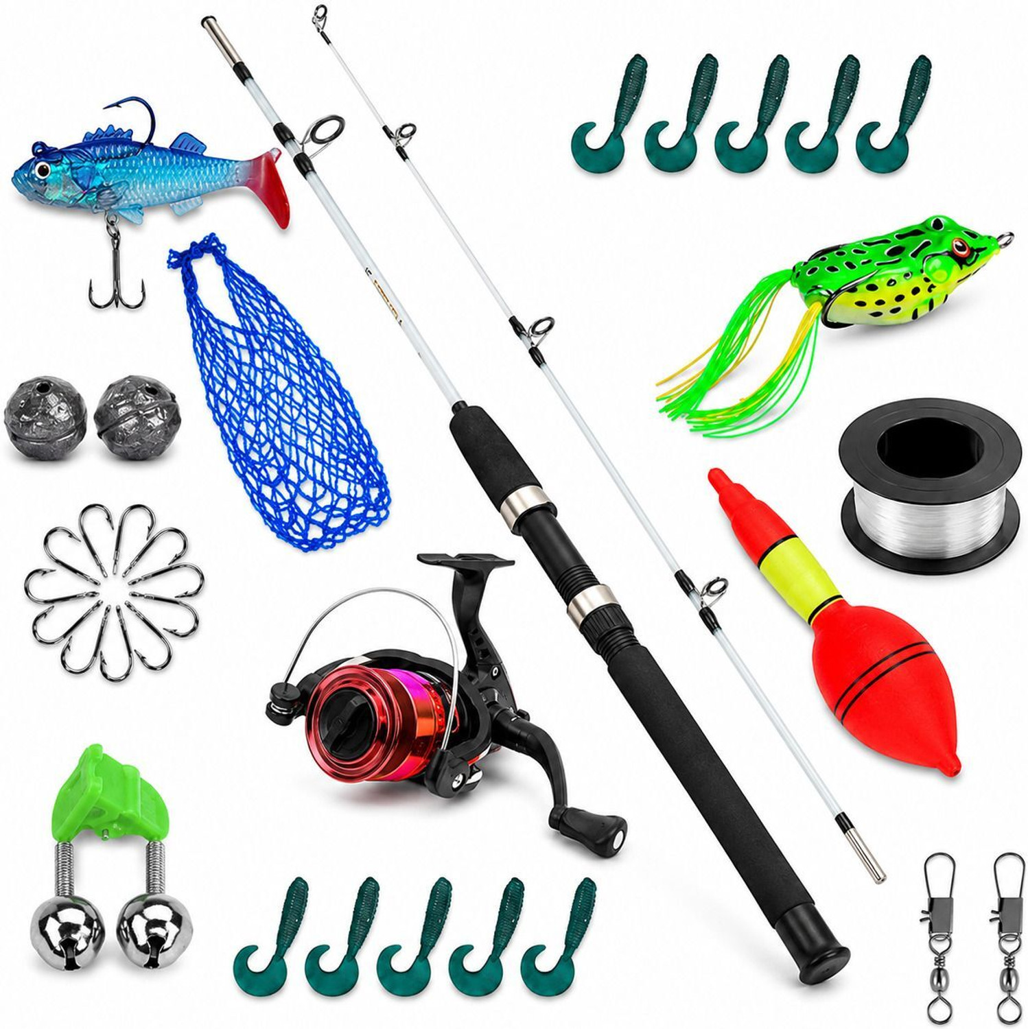 River Hunt Tackle Starter Kit Fishing Rod and Reel Combo (150 cm, - Image 1