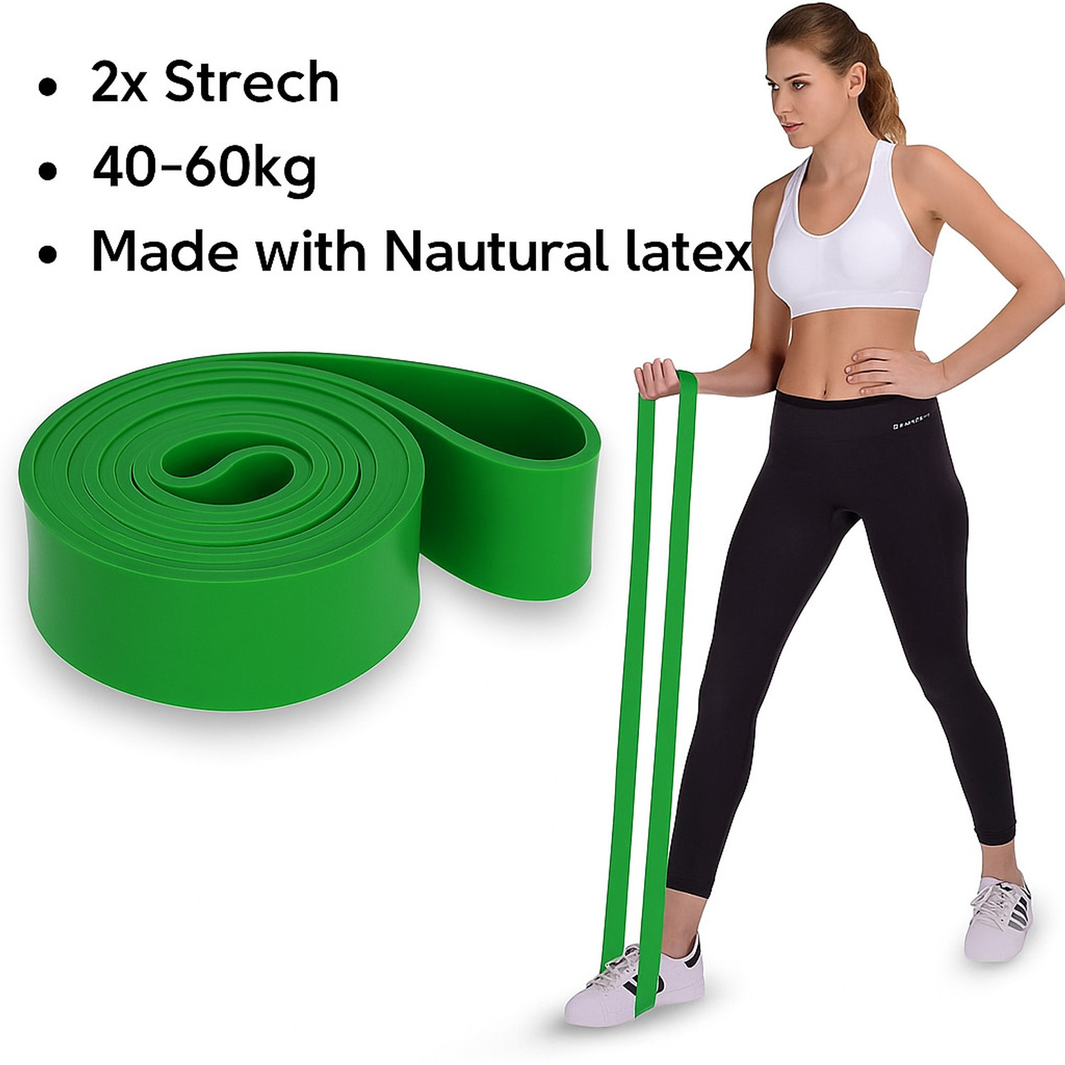 AZWIAN Power Stretch Resistance Band â Green (40-60kg) Resistance Tube (Green) - Image 1
