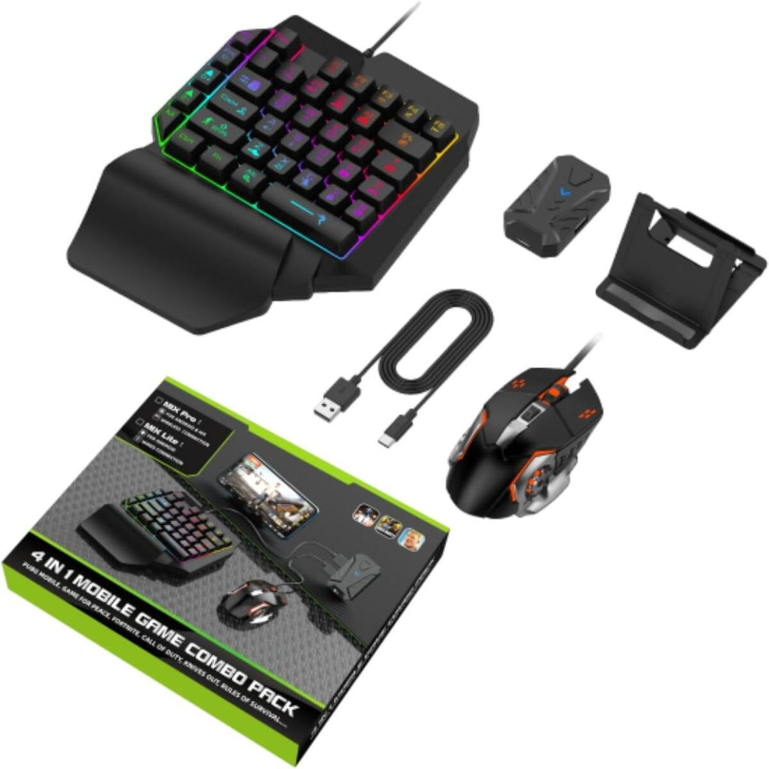 PTCMart Mix Pro Keyboard and Mouse USB Keyboard Mouse Adapter Converter for Android iOS Gaming Accessory Kit (Multicolor, For Wii) - Image 1