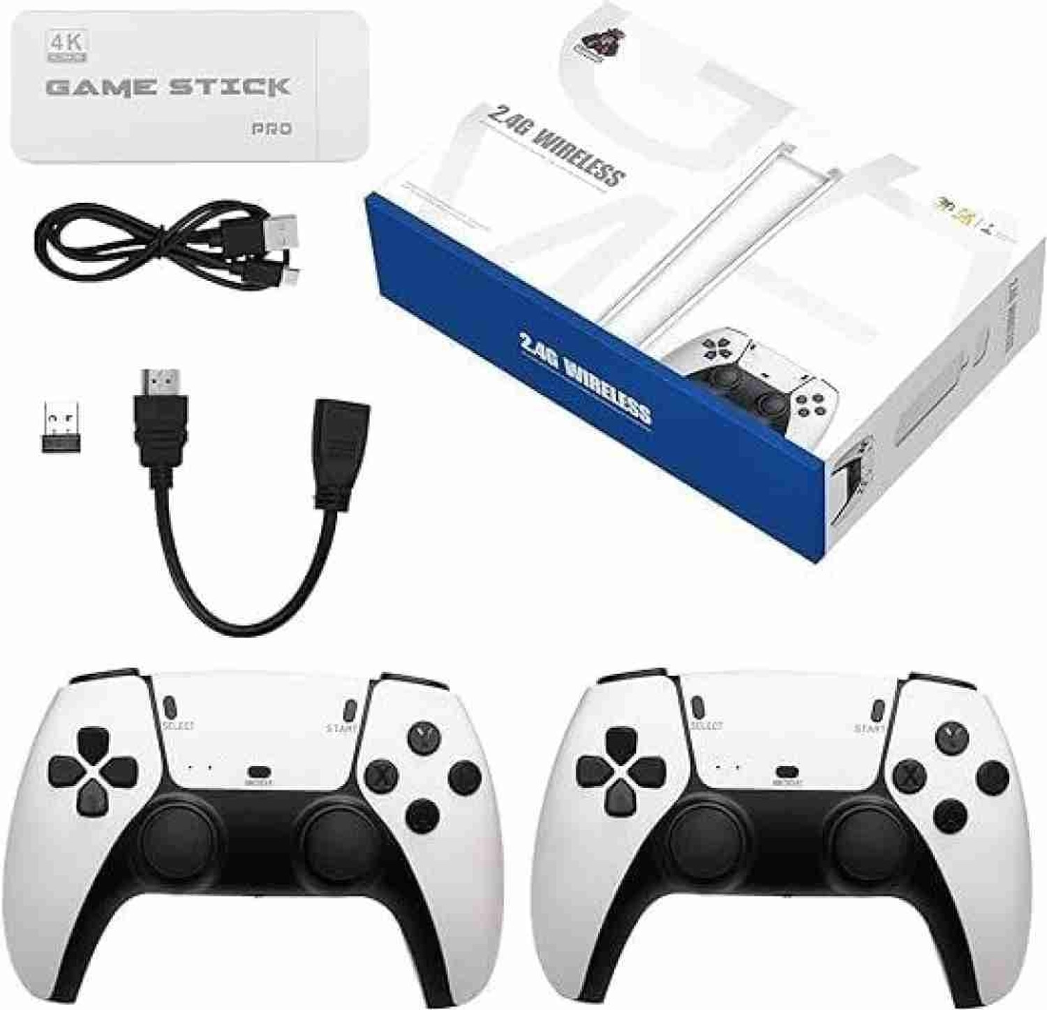 Digiwins PS5 4k Ultra HD gamestick With 2 PS5 Wireless Controller Joystick (White&Black, For PC) - Image 1
