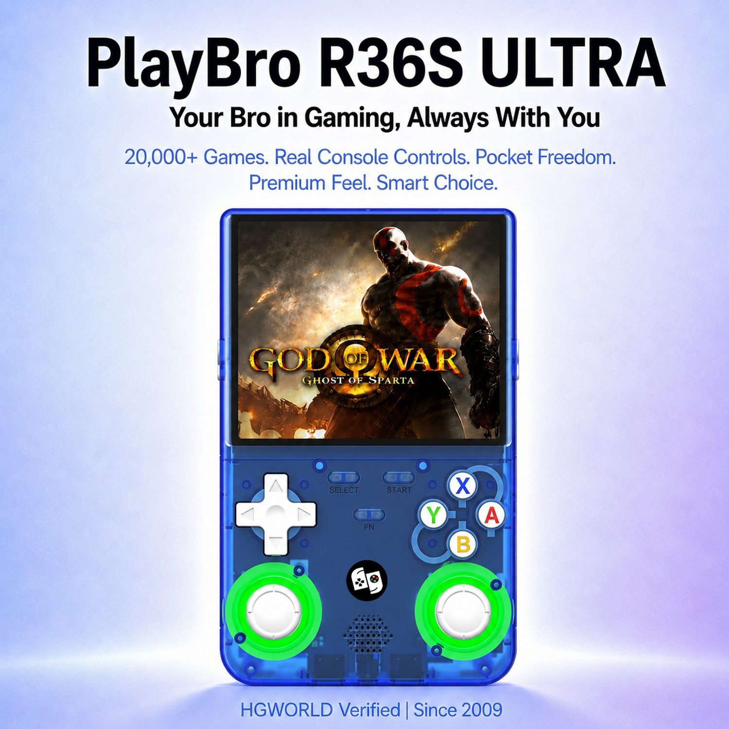 R36S Ultra Retro Handheld Gaming Console, 64GB, 20,000+ Games, 30+ Emulators, 4-Inch IPS 720x720, RK3326, 1GB RAM - Blue (Standard) (Gaming Console, for Others) - Image 1