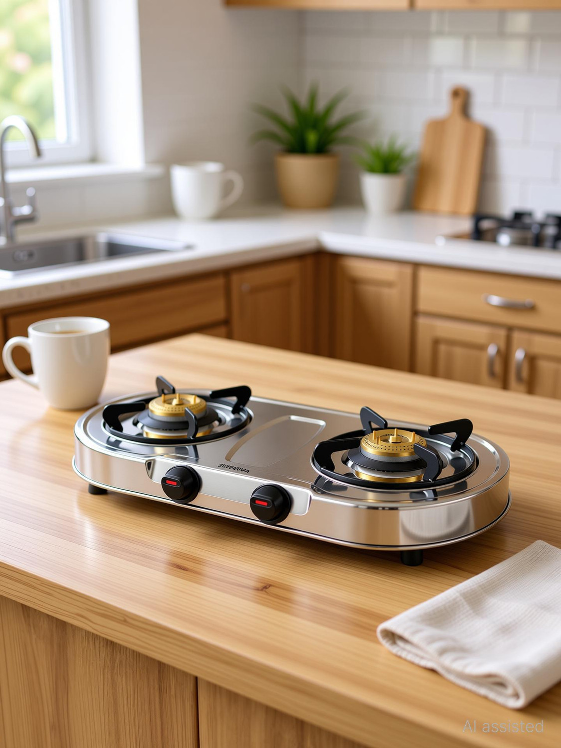 SURYAVIVA Dura Shine 2B Stainless Steel Manual Gas Stove - Image 1
