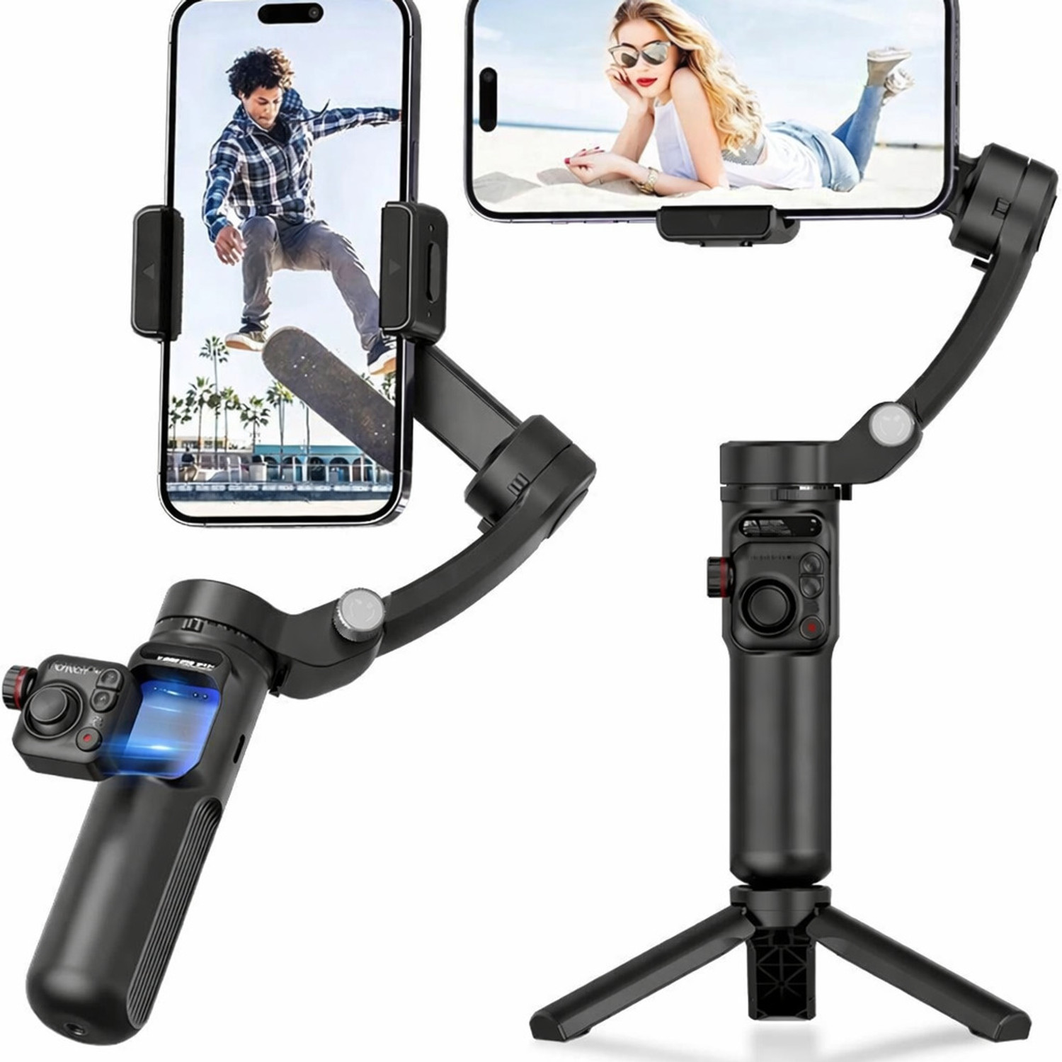 Divine creation M02, 3-Axis Handheld Gimbal Stabilizer Anti-Shake Video AI Stabilization B145 3 Axis Gimbal for Camera, Mobile (400 Grams) - Image 1