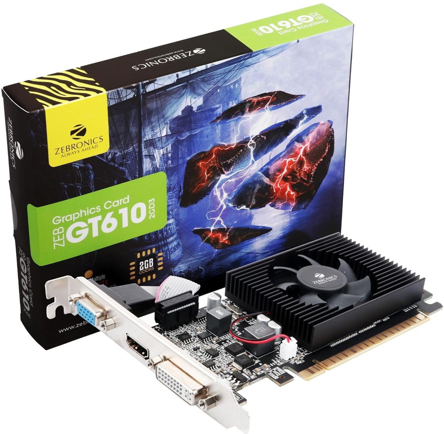 ZEBRONICS GT610 2GB DDR3 64-bit Graphics Card (Pack of 64) - Image 1