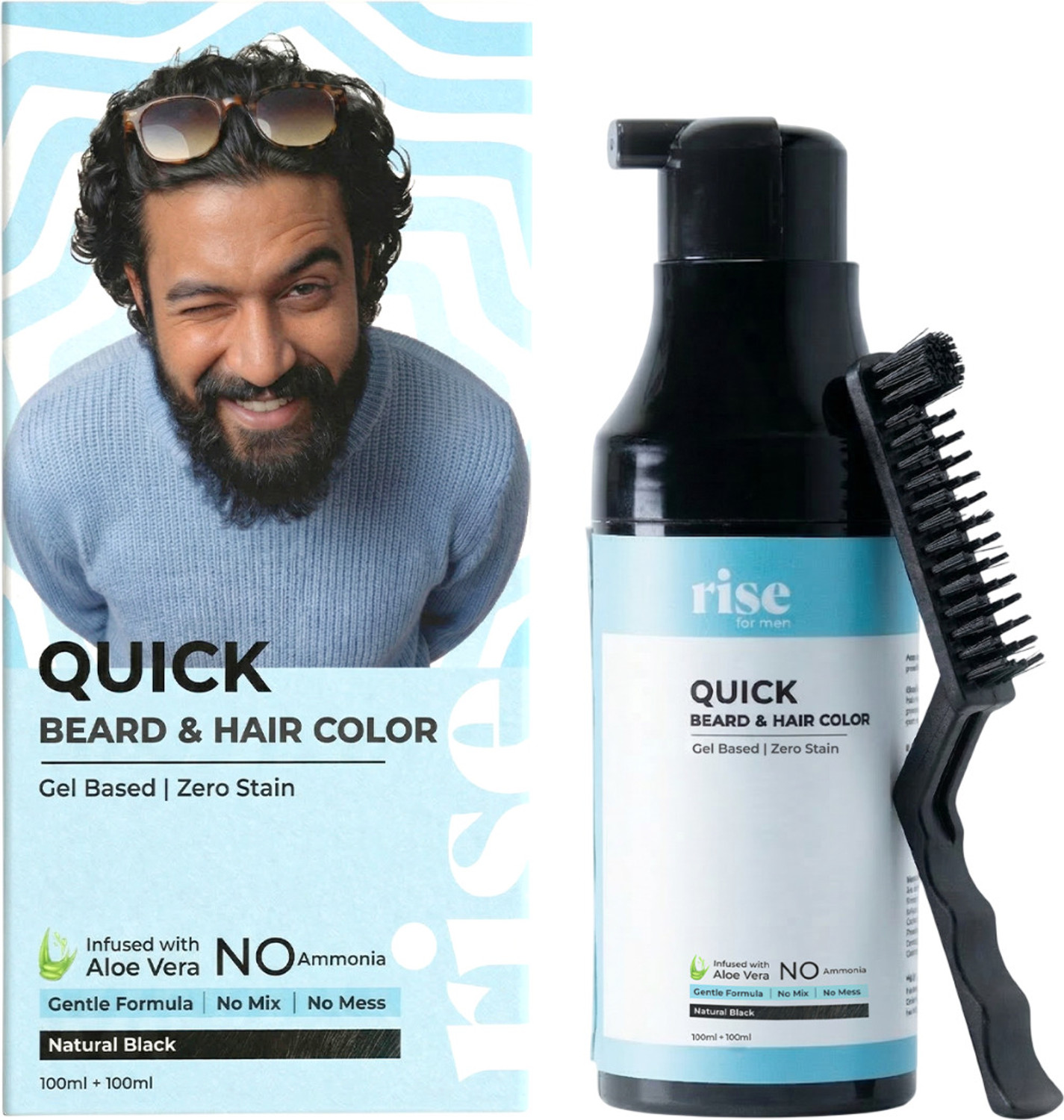 Rise for Men Quick Beard & Hair Color, Natural Black, 200ml - Image 1
