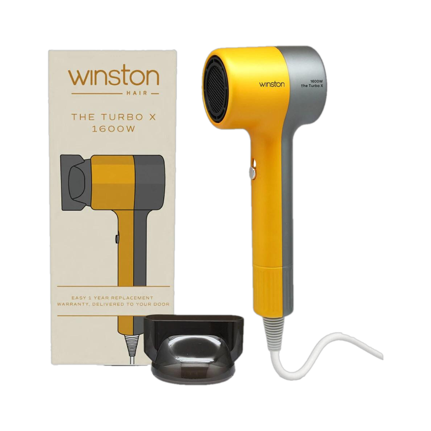 Winston Turbo X Hair Dryer 1600W Grey Yellow - Image 1
