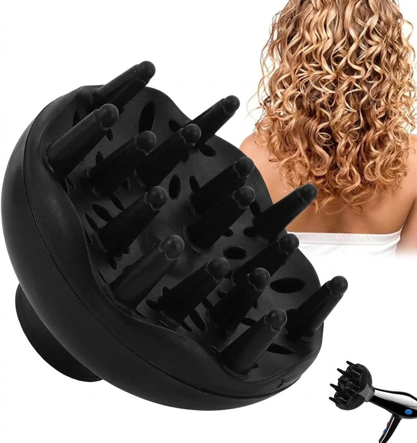 Clefairy Professional Hair Dryer Diffuser Attachment for Curls, - Image 1