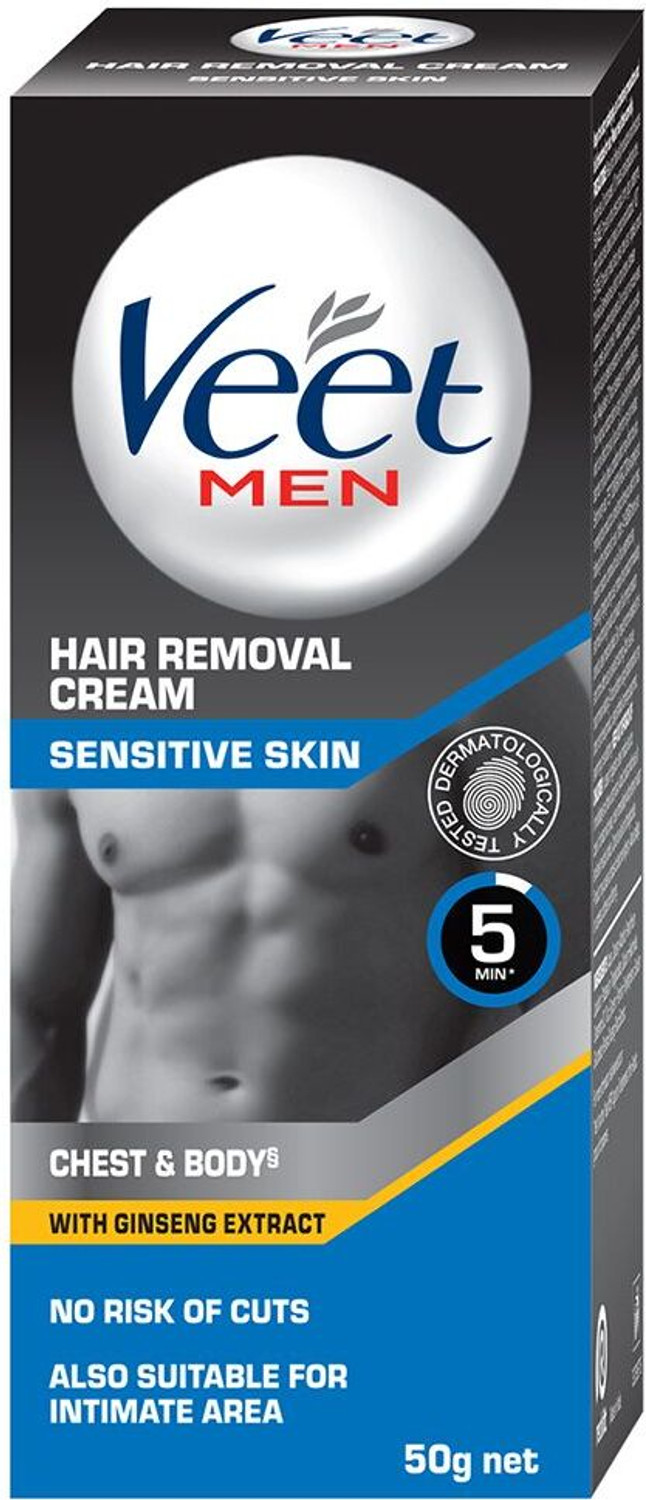 Veet Men Hair Removal, Wax Chest Body underarm, Better than Razor,Sensitive Skin Care Cream (50 g) - Image 1