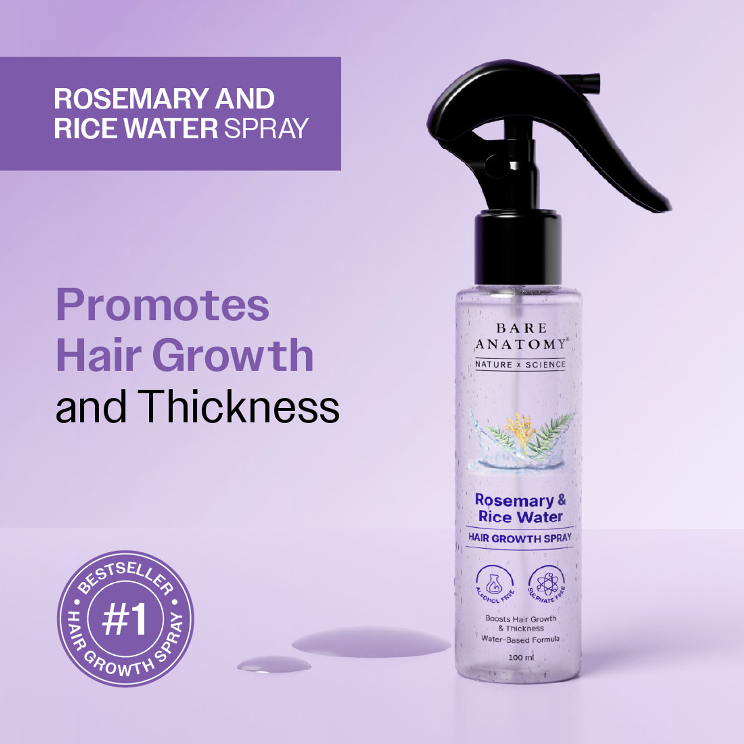 BARE ANATOMY Rosemary Hair Growth Water Spray 100ml - Image 1