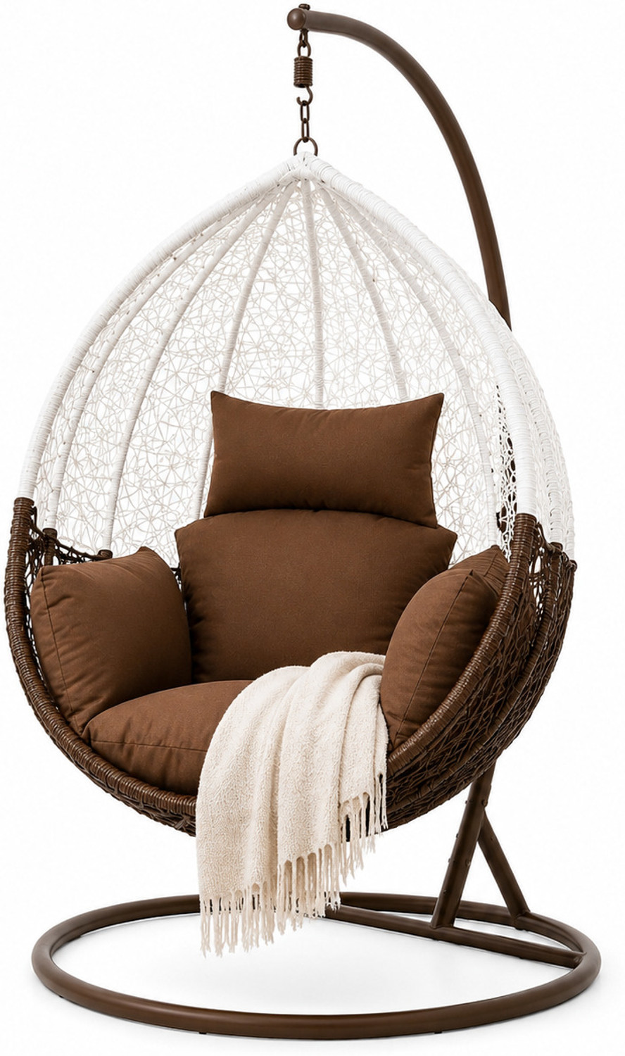 SwingNest Swing Nest Hammock Swing Chair with Stand for adult Swing for Balcony Steel Large Swing (White, Brown, Pack of 4, DIY(Do-It-Yourself)) - Image 1