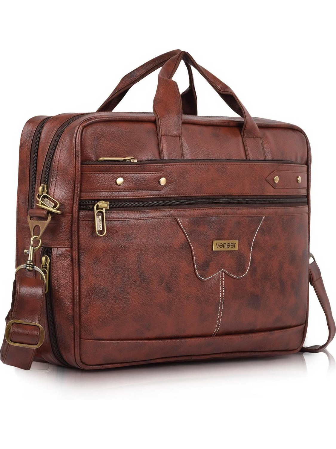 Veneer Men Brown Messenger Bag - Image 1