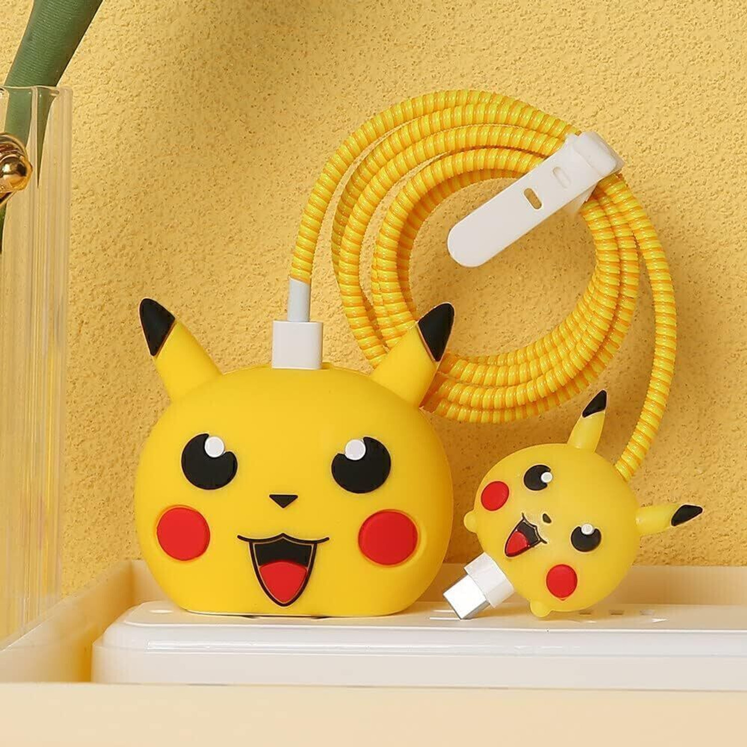 Midos Silicone Press Stud Headphone Case For iPhone (Pika-chu) - Image 1
