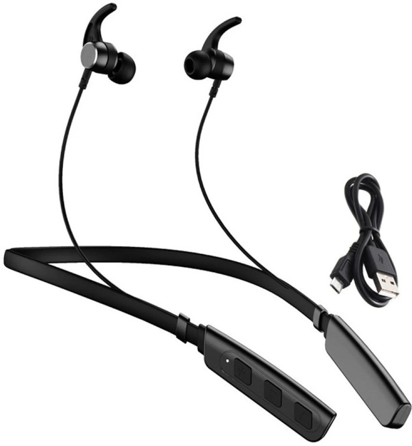 FITRIC Upgraded Latest Wireless Stylish Neckband With Deep Bass Bluetooth Headset (Black, In the Ear) - Image 1