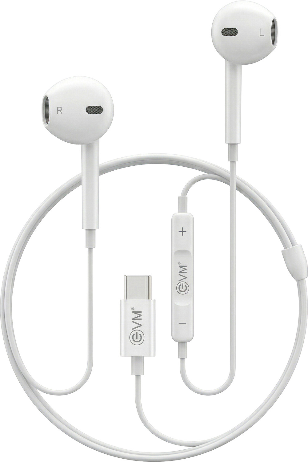 EVM Type-C Earphones [New Launch] Hi-Res Audio, Mic | Noise Isolation | Android iOS Wired Headset (White, In the Ear) - Image 1