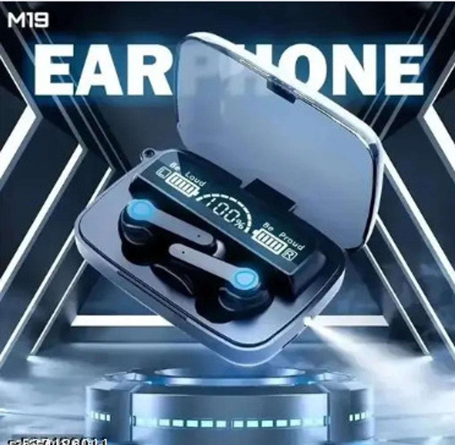 The P Earbuds M19 PRO with Power Bank Upto 48Hrs Playback Bluetooth Headset M15 Bluetooth Headset (Black, In the Ear) - Image 1