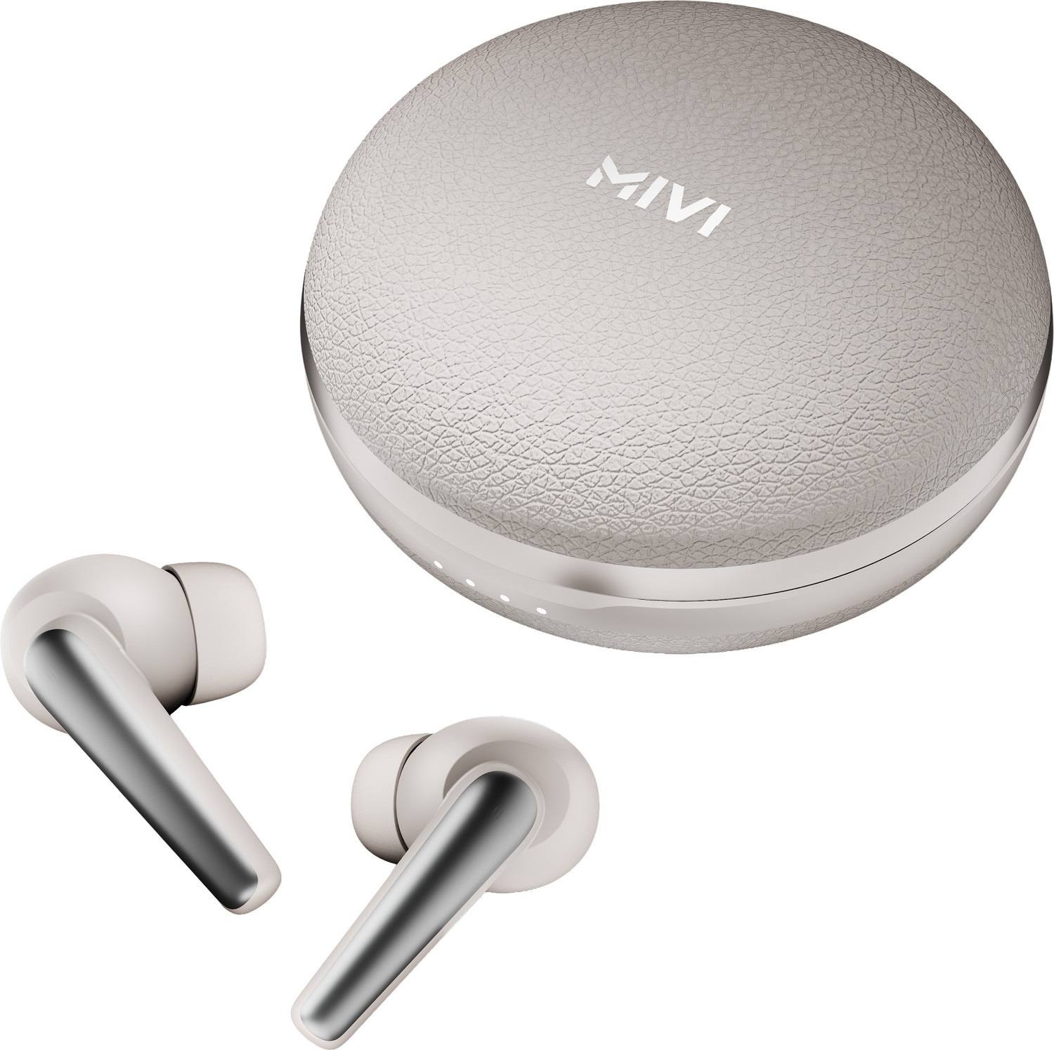Mivi DuoPods Solo TWS, 35dB ANC, 60H Battery, Dune White - Image 1