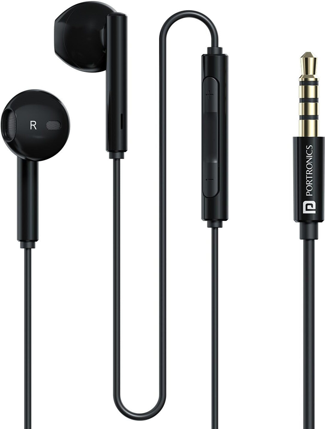 Portronics Conch Theta A Wired Earphones (Black) - Image 1