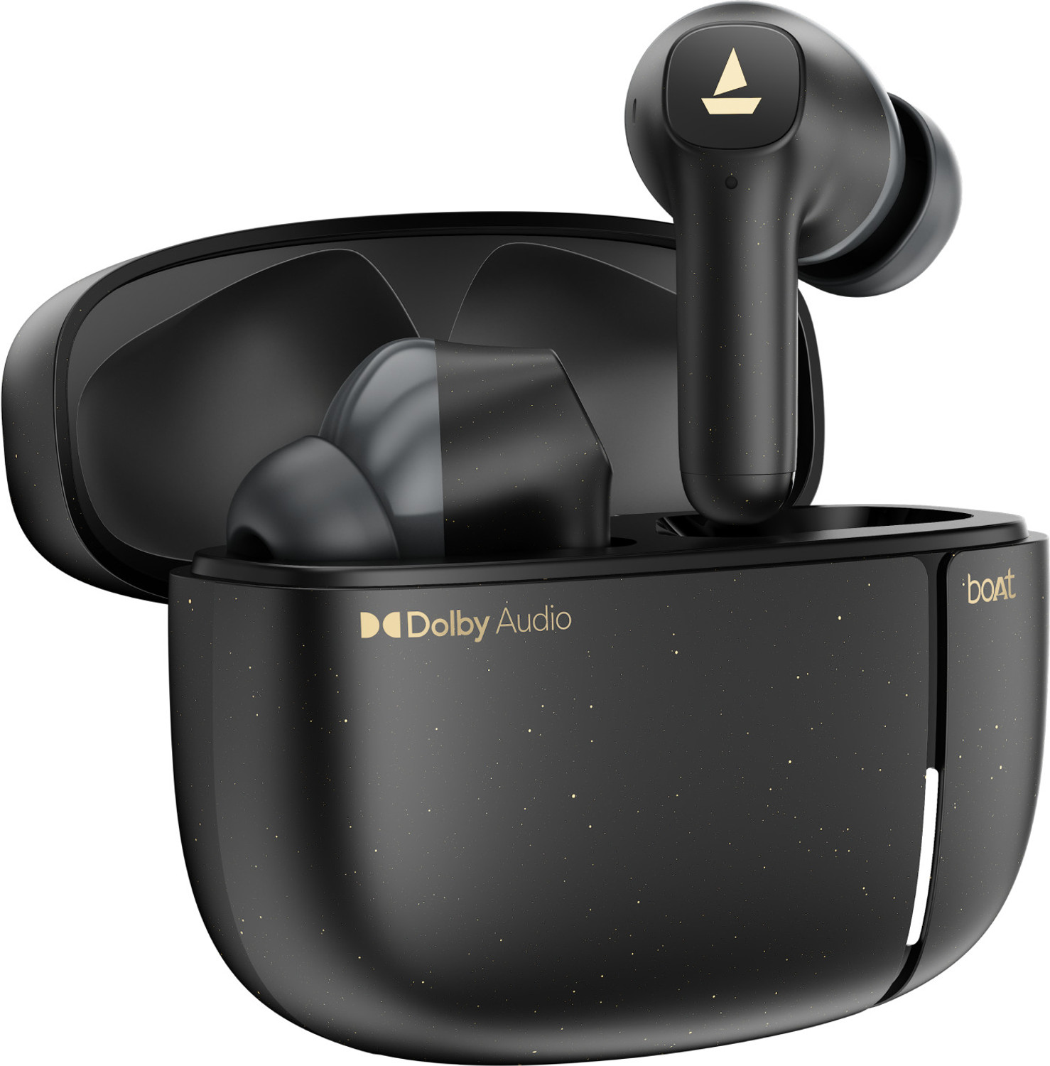 boAt Airdopes Prime 800D, Dolby Audio,45H Battery, Quad Mics,AI-ENx,ASAP, App Support Bluetooth Headset (Black Raven, True Wireless) - Image 1