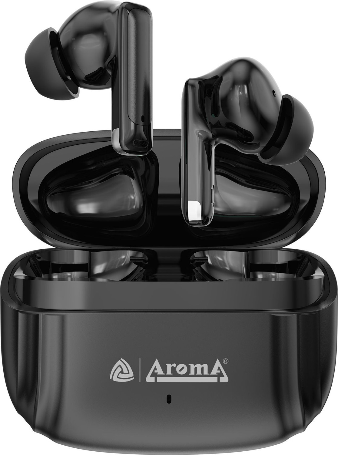 Aroma TWS19 - V5.4 Upto 60Hr Playtime*, ENC, Dual Paring, Fast Charging, Heavy Bass Bluetooth Headset (Dazzling Black, True Wireless) - Image 1