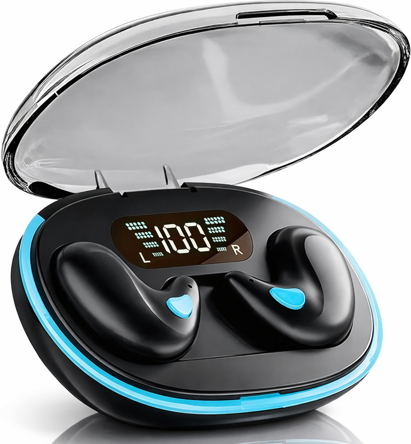 VEHOP X55 Sleeping Earbuds TWS, Digital Battery Indicator Display, Button Control, Bluetooth Headset (Black, In the Ear) - Image 1