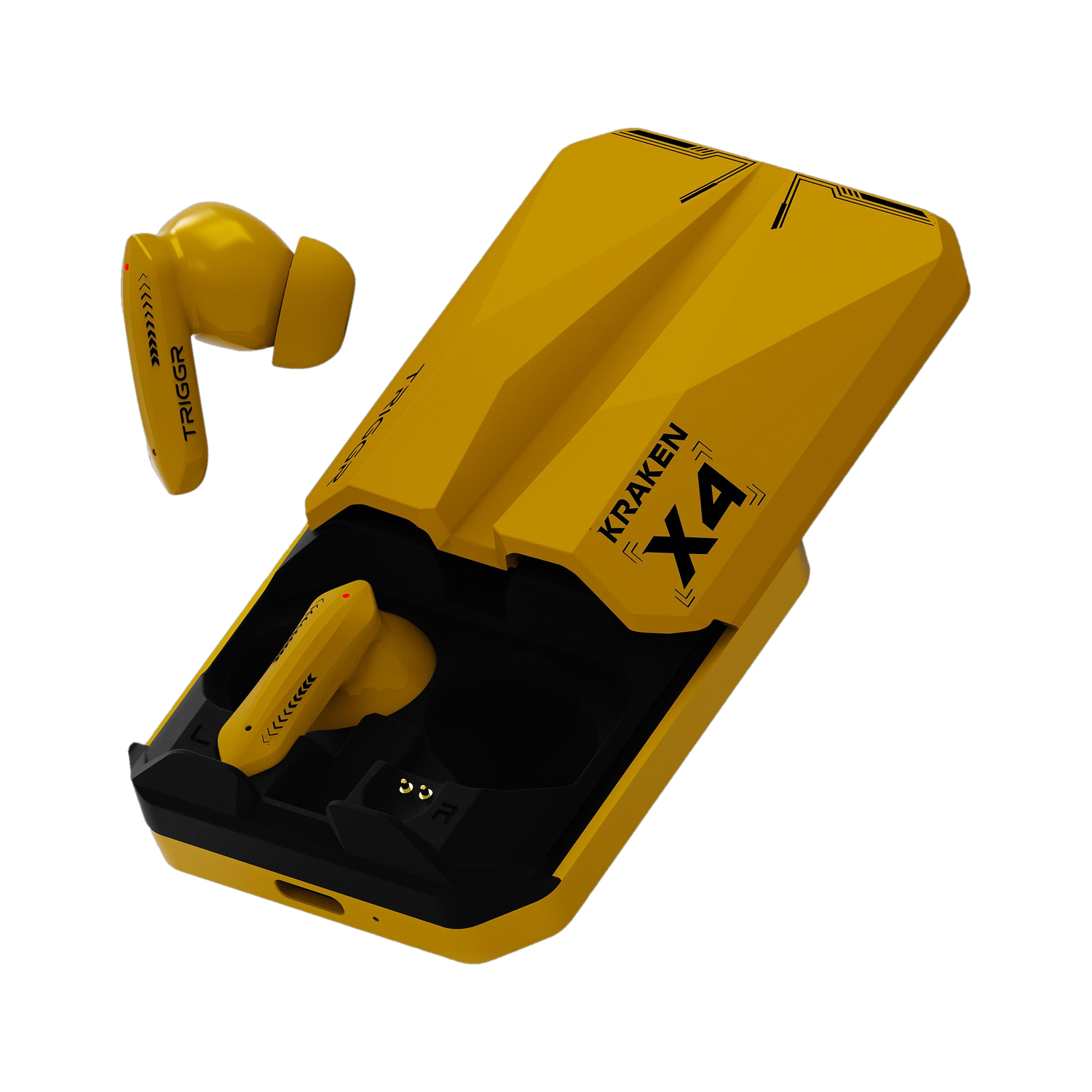 TRIGGR Kraken X4 with 13mm Drivers, 40ms Latency, ENC, 60H Battery, Rubber Finish, v5.4 Bluetooth Gaming Headset (Punk Yellow, True Wireless) - Image 1