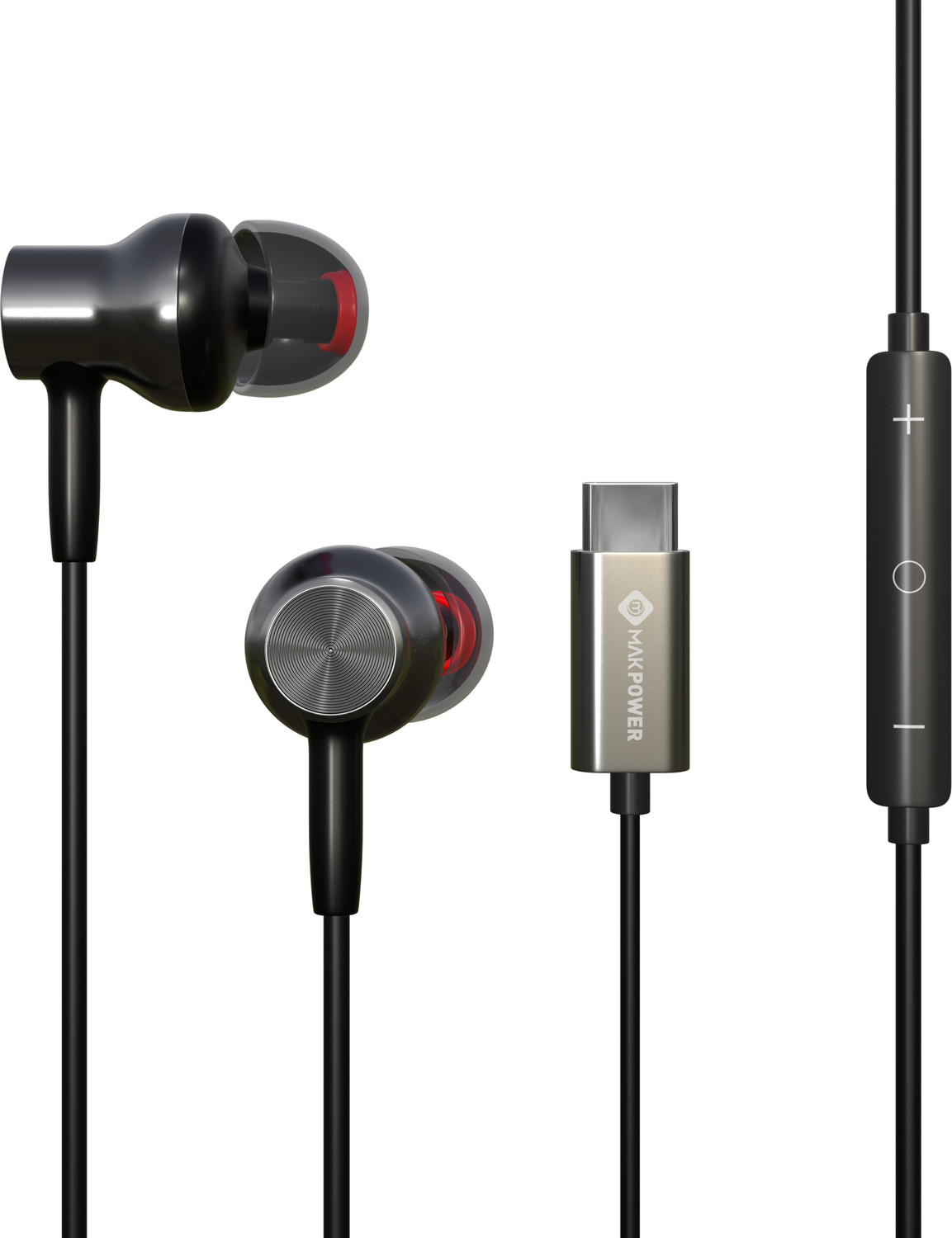 MAK POWER Type-C Wired Earphone with Mic (Black) - Image 1
