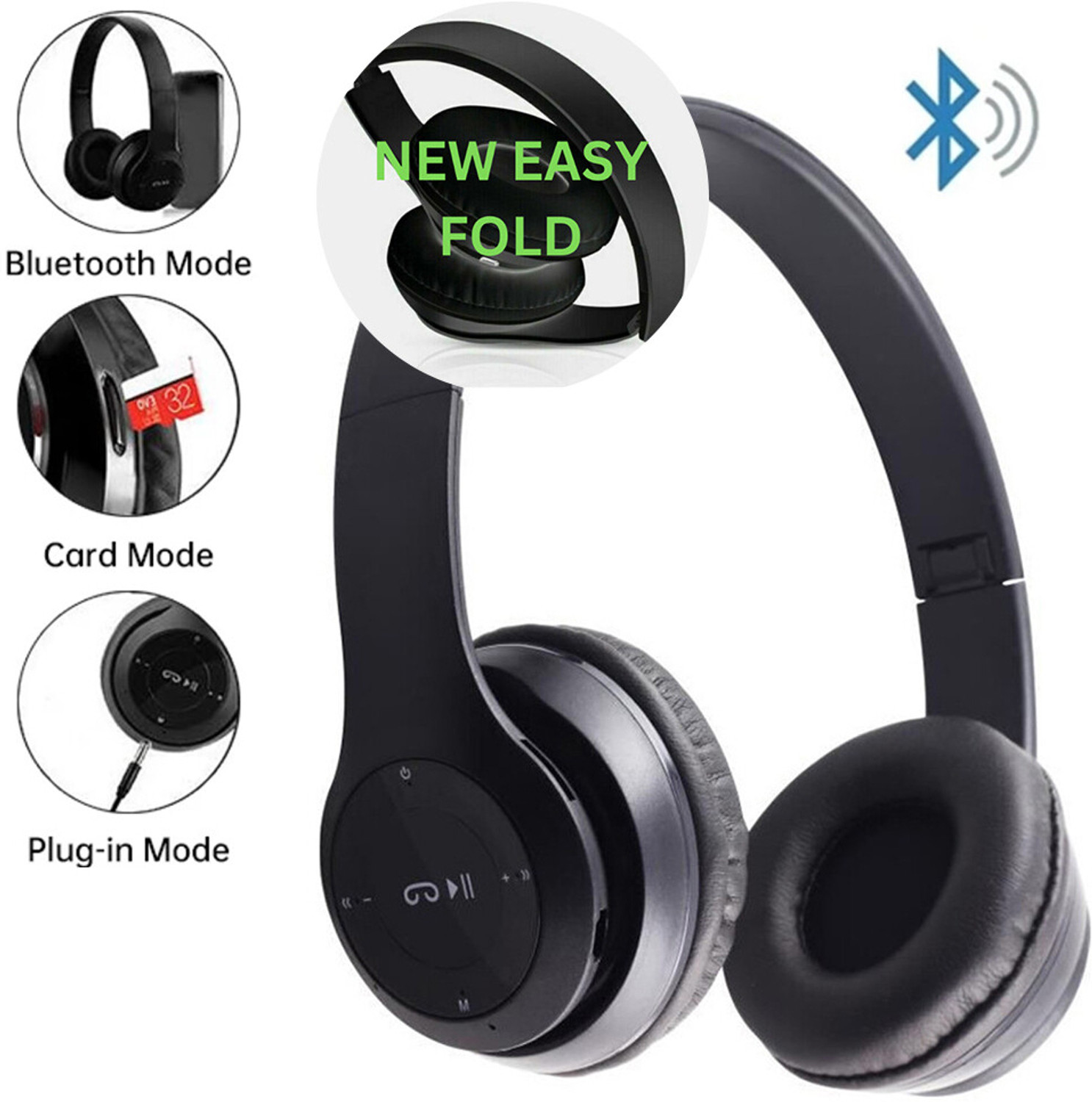 TABARET Bluetooth Headphone with Mic, SD Card Support, 8Hrs Battery - Image 1