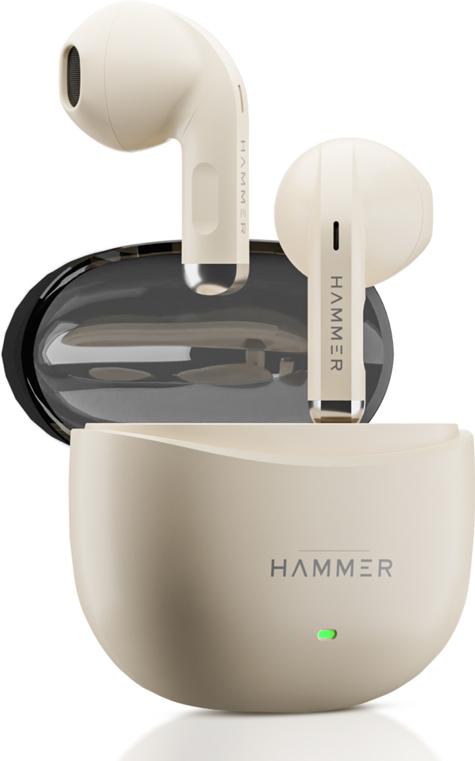 Hammer Ultra Pods TWS Earbuds Bluetooth V6.0, 50H Playtime, Beige - Image 1