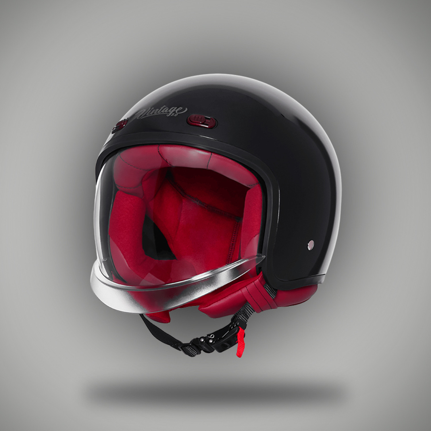 Steelbird SBH 67 Vintage DOT Motorbike Helmet Glossy Black - Image 1
