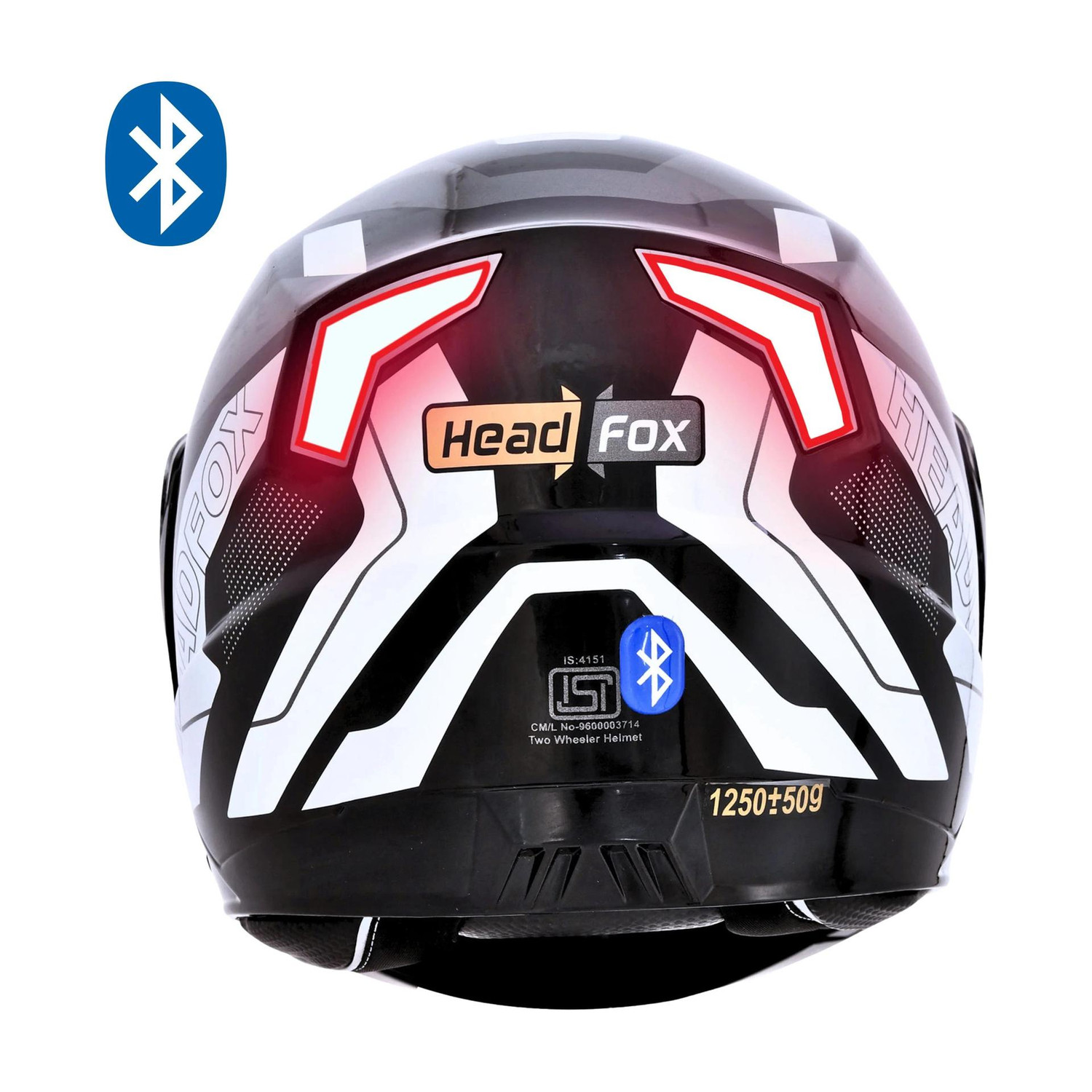 HEADFOX N2 Gloss Air 7 Smart Bluetooth Helmet: Calls, Music , GPS & Voice Asst. Road DV Motorsports Helmet (Glossy Grey) - Image 1