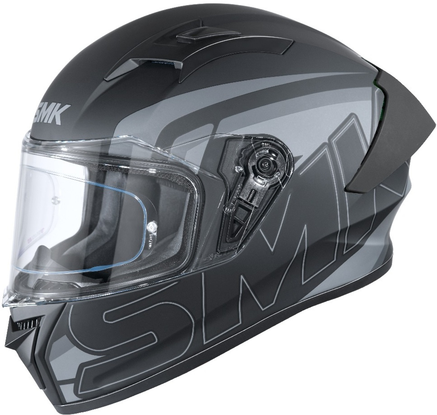 SMK Graphic Motorbike Helmet (Grey, Black) - Image 1