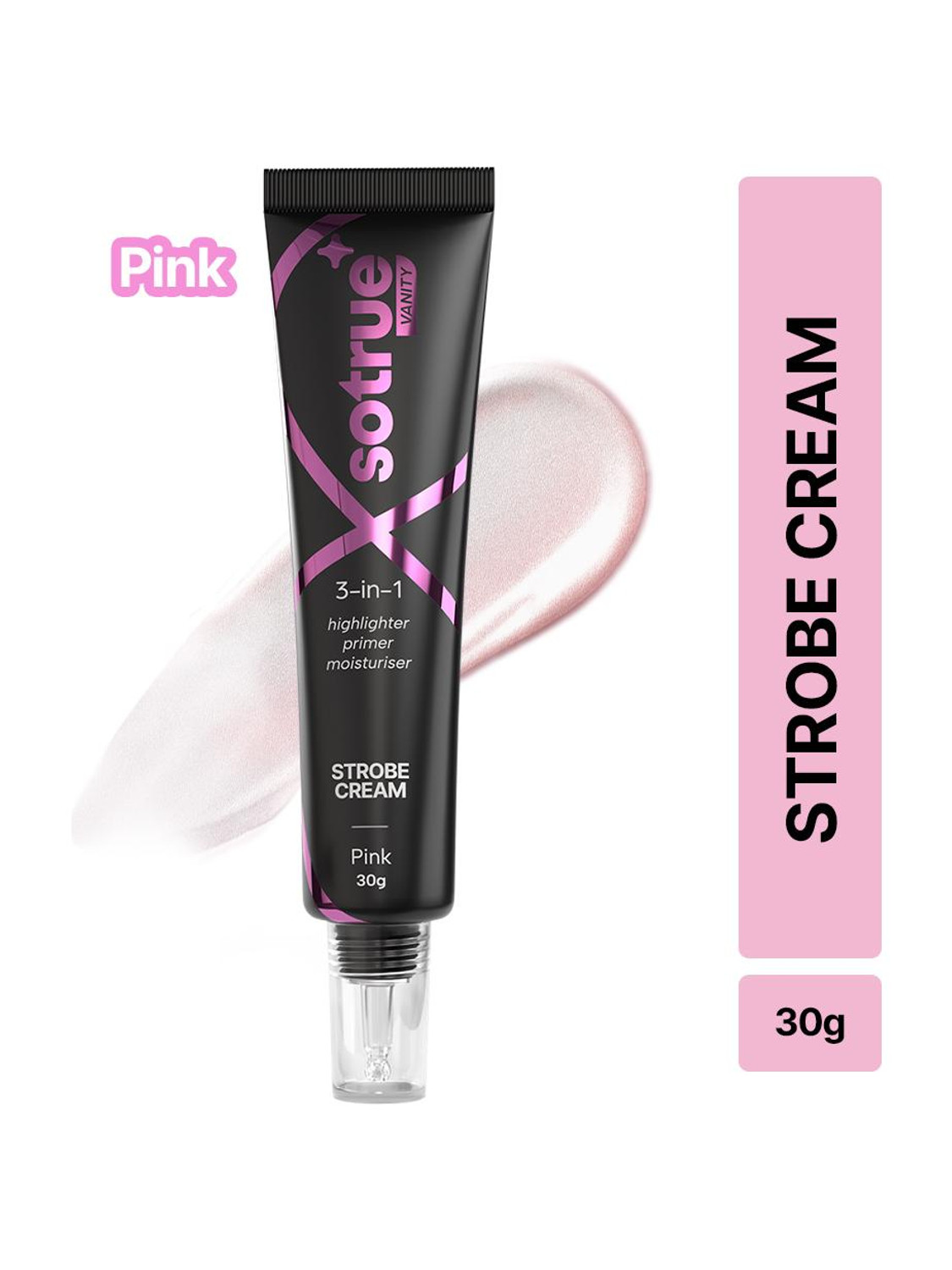 Sotrue Strobe Cream - 30gm | Instant Illumination | Primer + Moisturizer + Highlighter (30 g, Pink) - Image 1