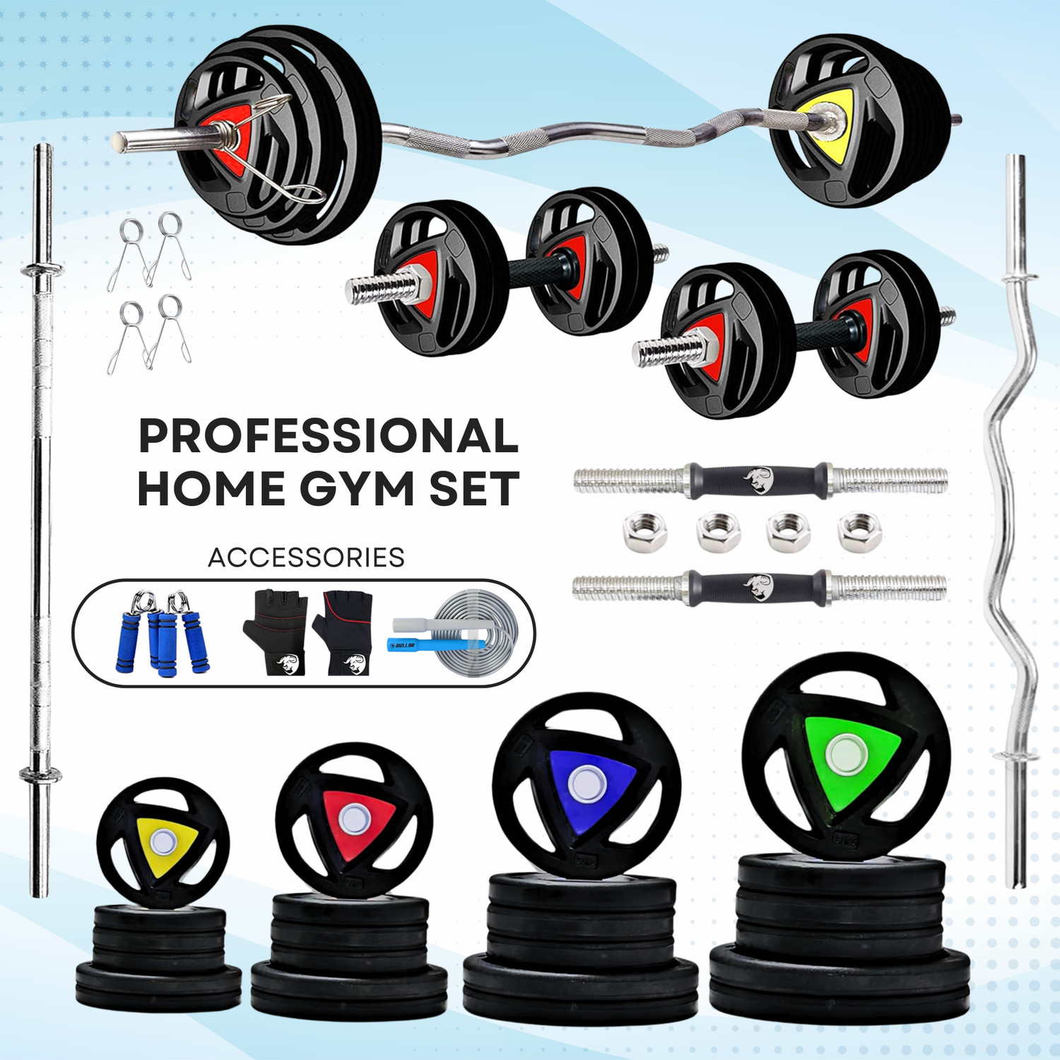 BULLAR 40 kg Professional Adjustable Rubber Coated Home Gym Set Home Gym Combo - Image 1