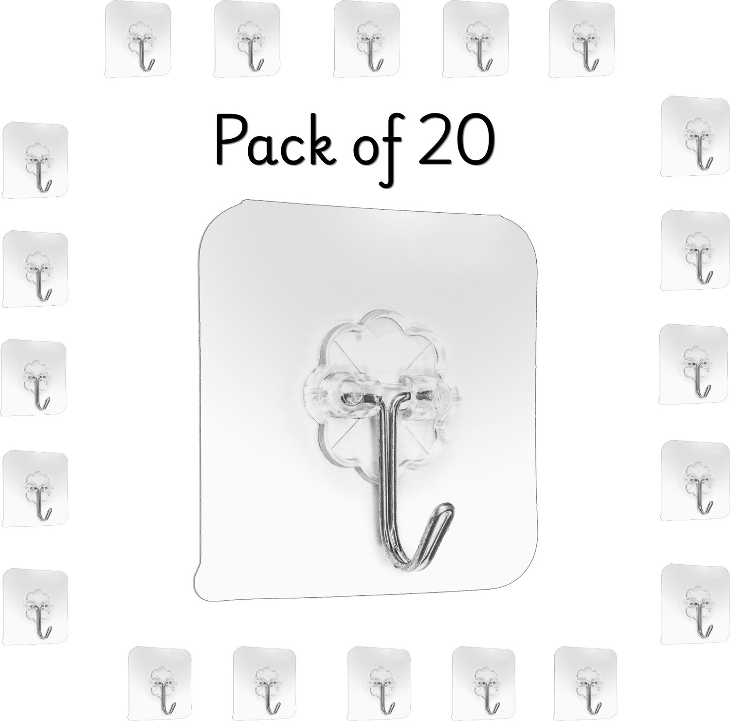 The Home Product Company Strong Adhesive Wall Hook Sticky Hanger Holder for Kitchen Bathroom & Decoration Hook 20 (Pack of 20) - Image 1