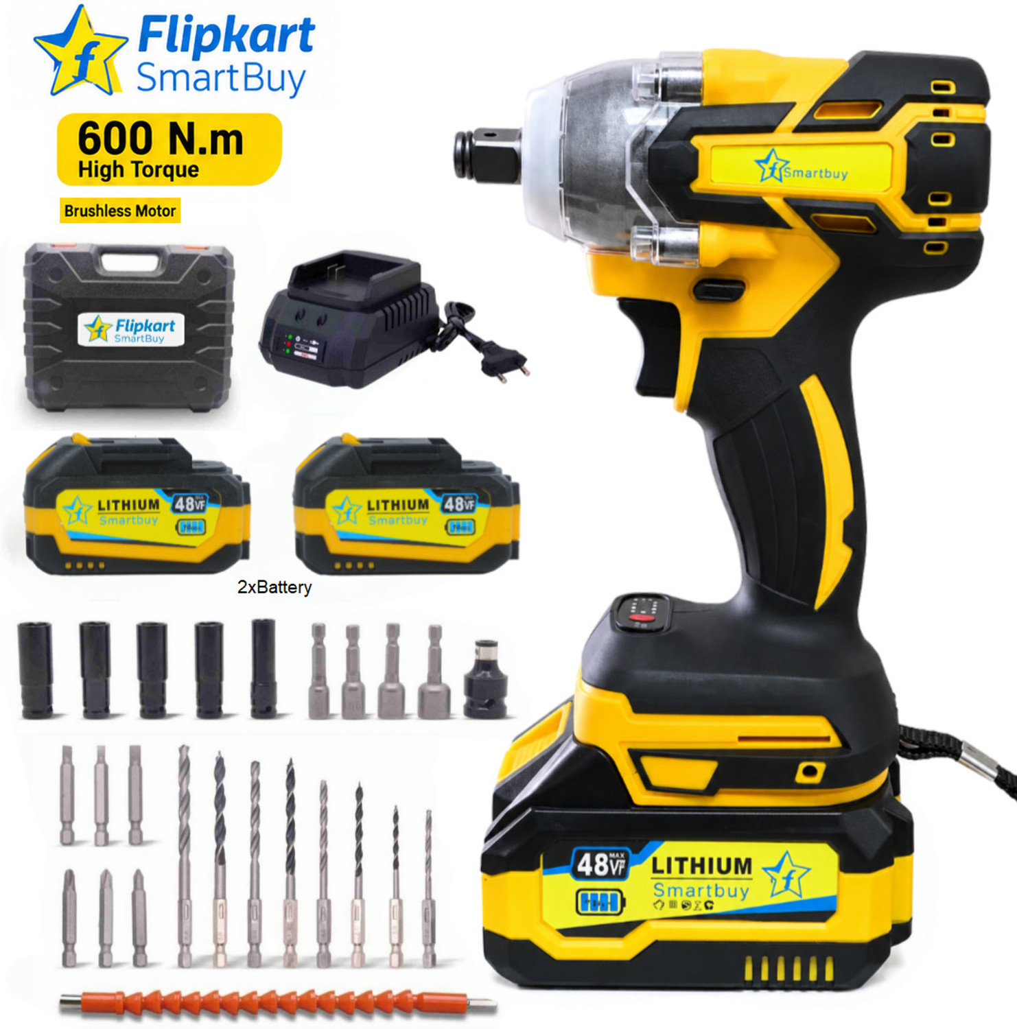 Flipkart SmartBuy Cordless Impact Wrench | Auto Hammer Wrench Machine for Car and Industrial Use Cordless Impact Wrench (1/2 inch) - Image 1