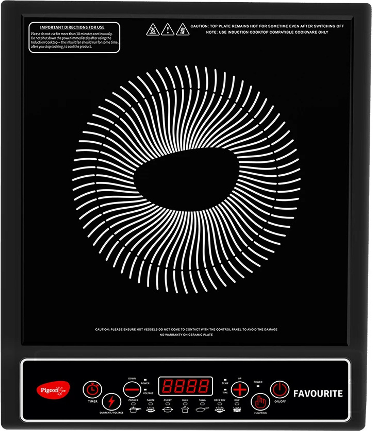 Pigeon 1800W Induction Cooktop Push Button (Black) - Image 1