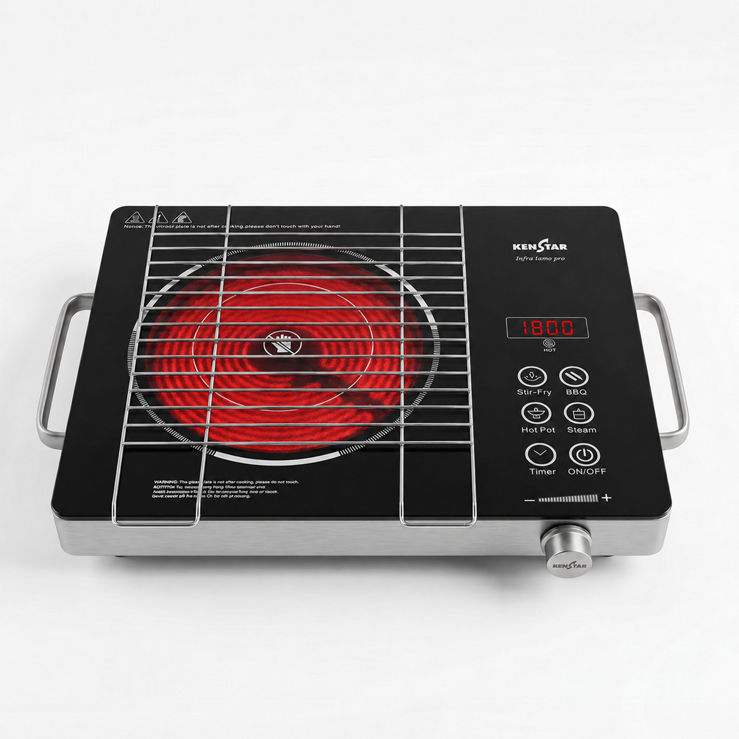 Kenstar INFRA LUMO PRO 2200W Infrared Cooktop, Silver - Image 1