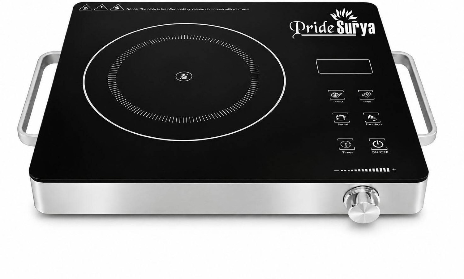 PRIDE SURYA 2500W Infrared Cooktop, Jog Dial, Black - Image 1