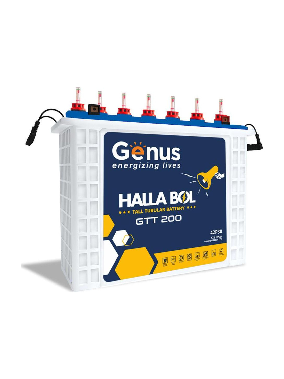 Genus 72 Months Warranty Tubular Inverter Battery (165 Ah, GTT- 200) - Image 1