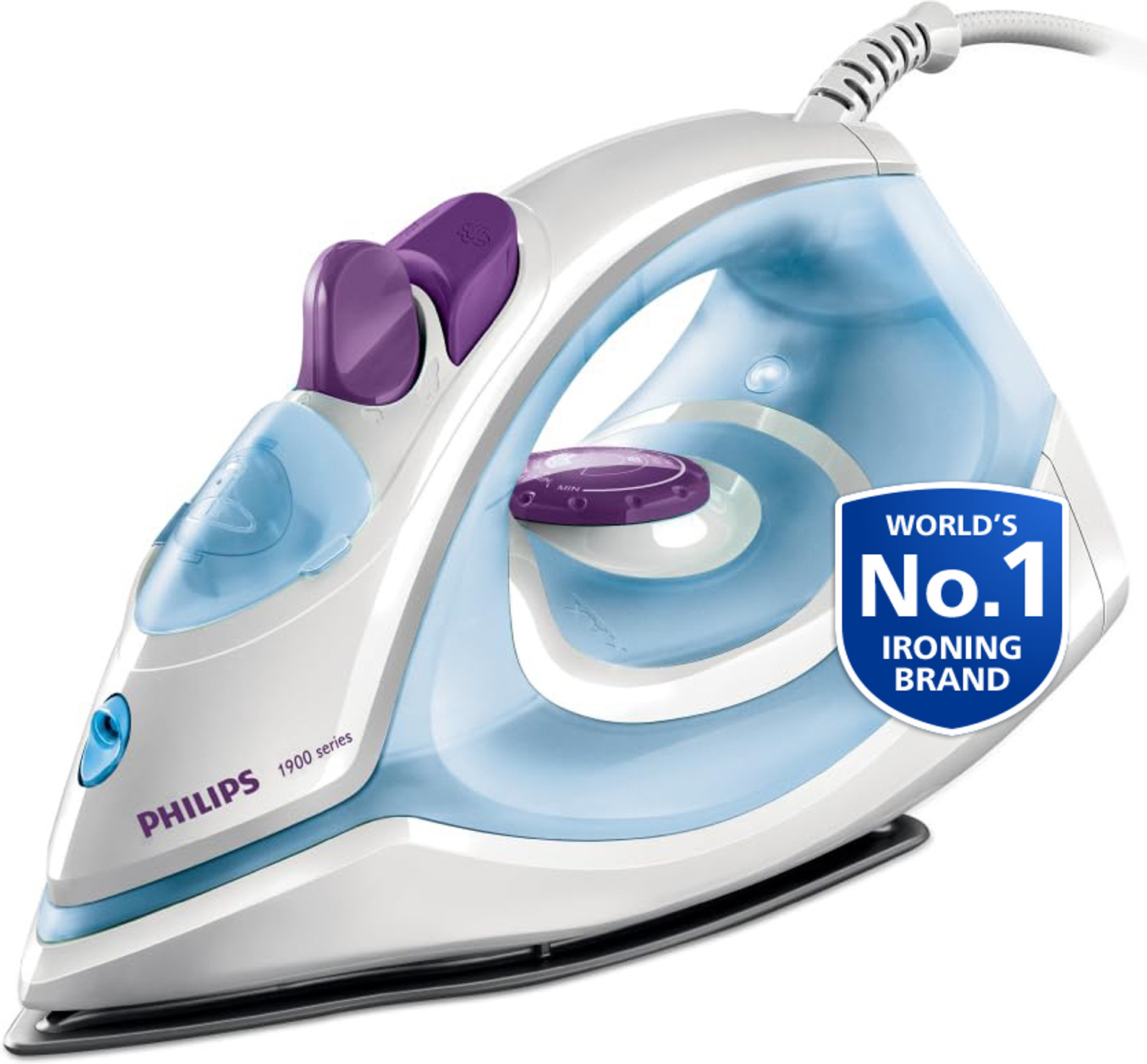 Philips GC1905 1300W Steam Iron, White/Blue - Image 1